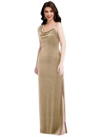 Asymmetrical One Shoulder Velvet Maxi Slip Bridesmaid Dress Canada