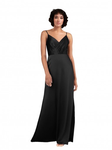 Full Length V-Neckline Silky Satin Bridesmaid Dress with Spaghetti Straps Canada
